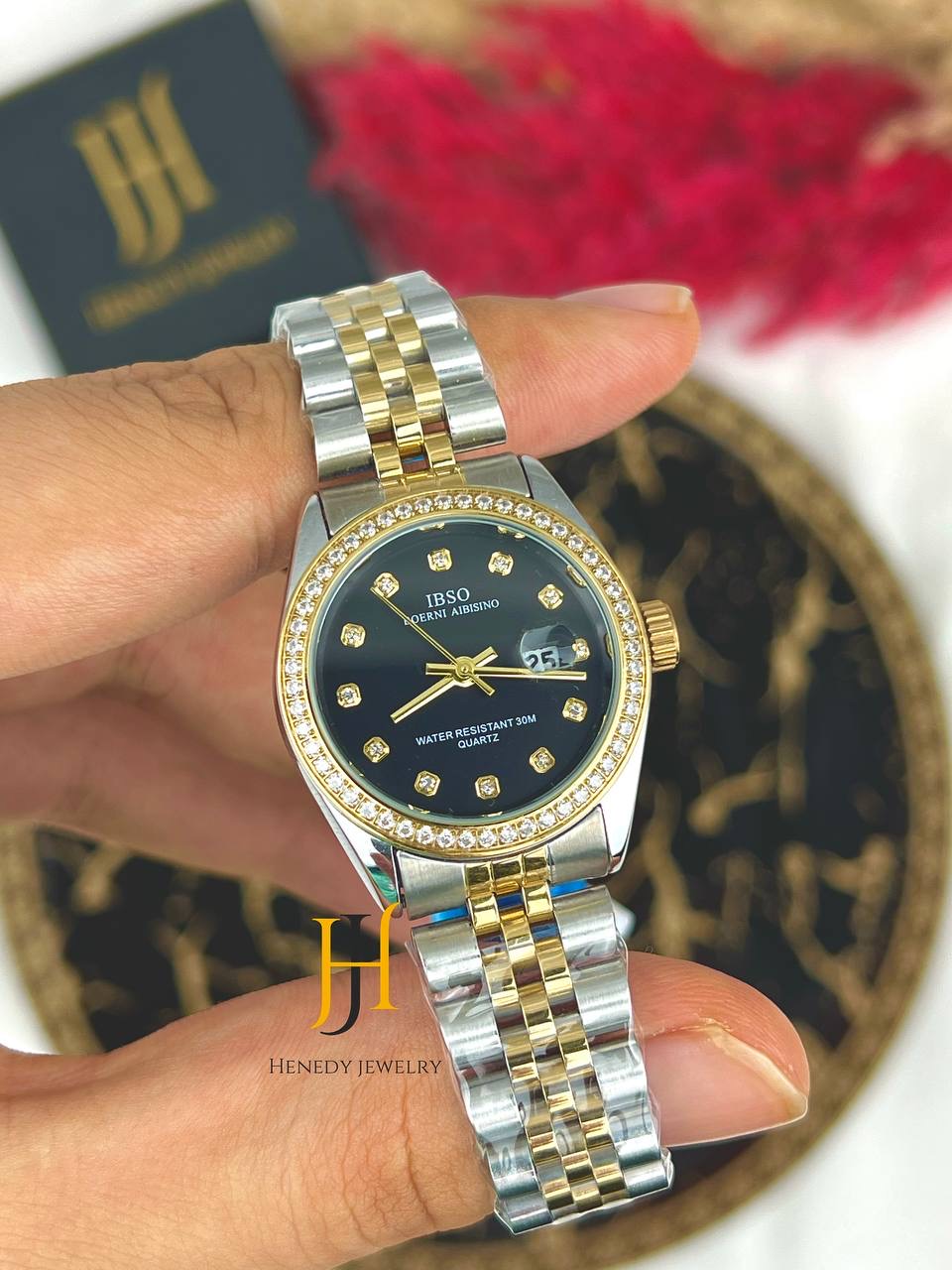 ساعه ابسو مينا اسود استرس